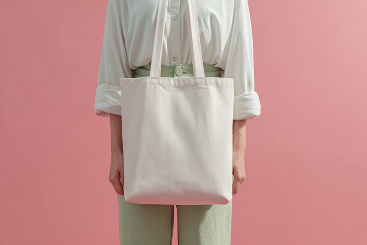Woman Holding Cotton Tote Bag