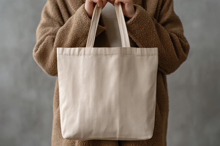 Woman Holding Branding Tote