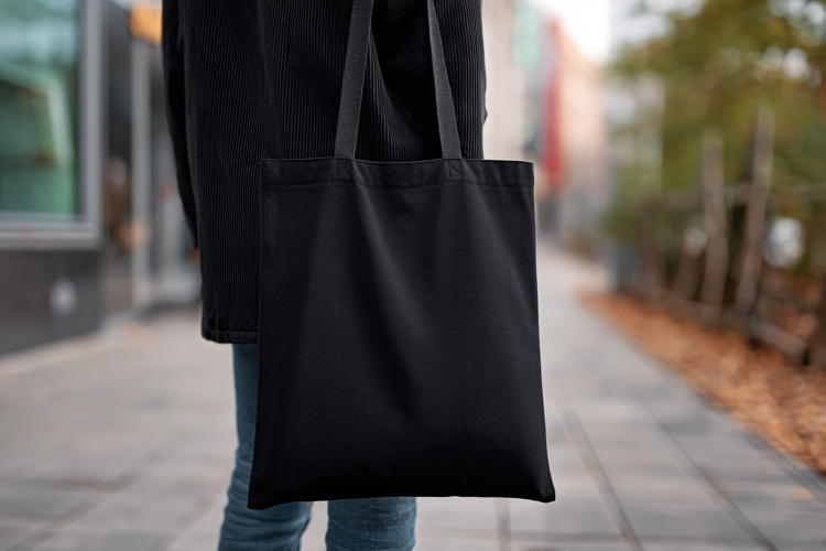 Person Holding Blank Canvas Tote Bag Mockup