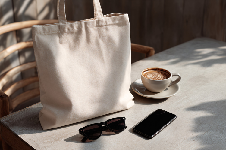 Canvas Tote Bag Mockup for Cafe Branding