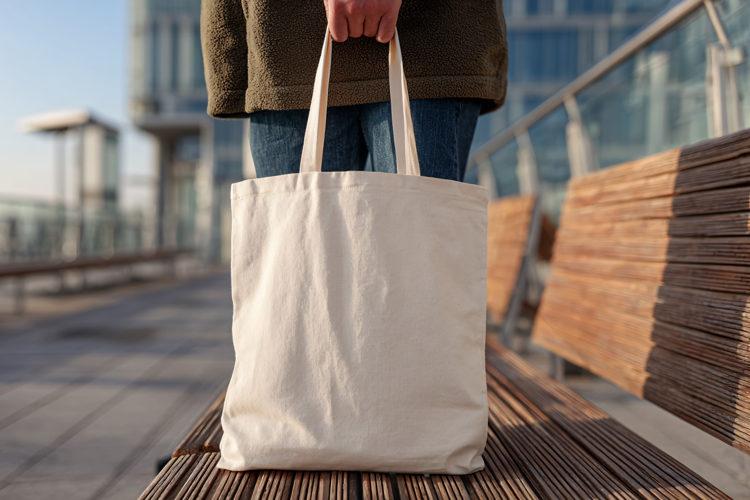 Person Holding Canvas Tote Bag for Branding