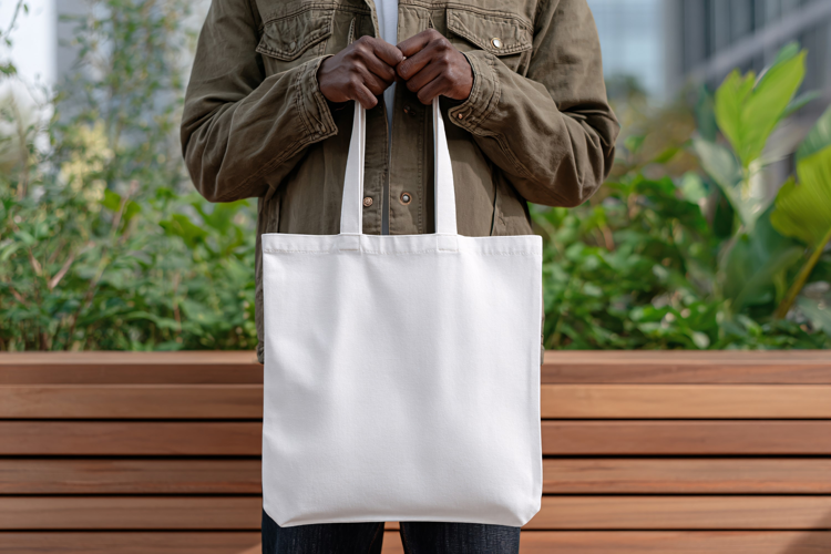 Person Holding White Canvas Shopper Mockup