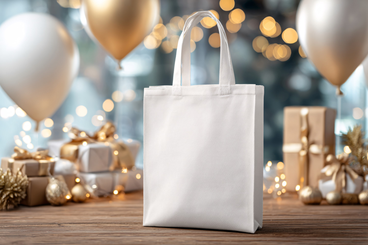 White Tote Bag Mockup for Christmas Gifts