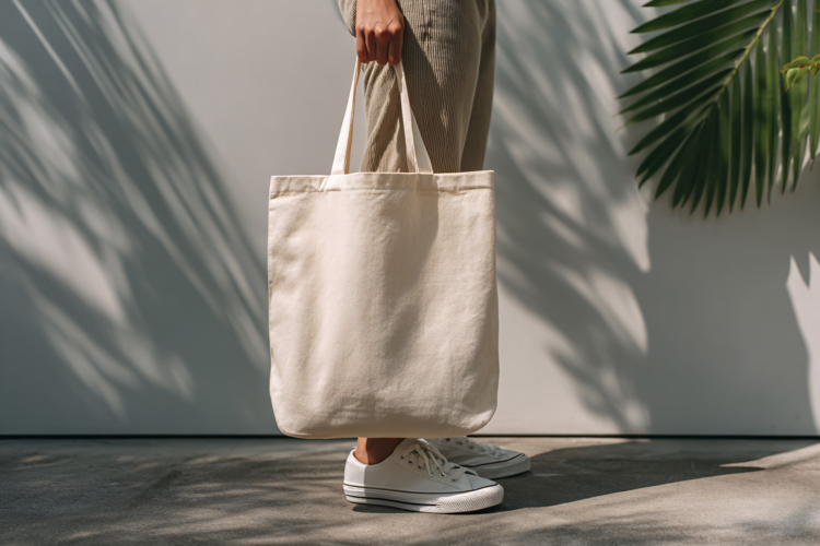 Person Holding Canvas Shopping Bag Mockup