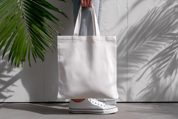 Canvas Tote Bag with Donut Print Design