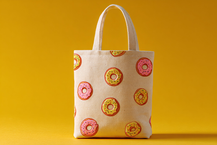 Canvas Tote Bag on Bright Yellow Background