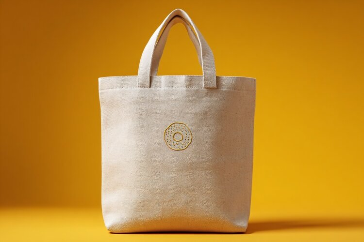 Cotton Tote Bag on Yellow Studio Background example image 1