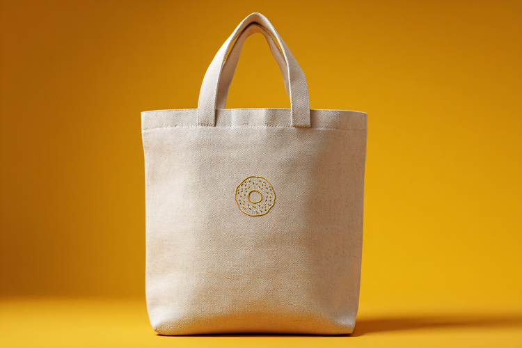 Cotton Tote Bag on Yellow Studio Background