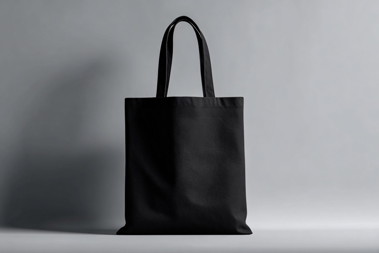 Black Cotton Shopper Bag Mockup