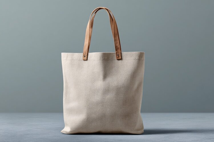 Canvas Tote Bag with Leather Handles example image 1