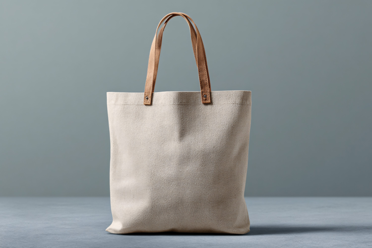 Canvas Tote Bag with Leather Handles