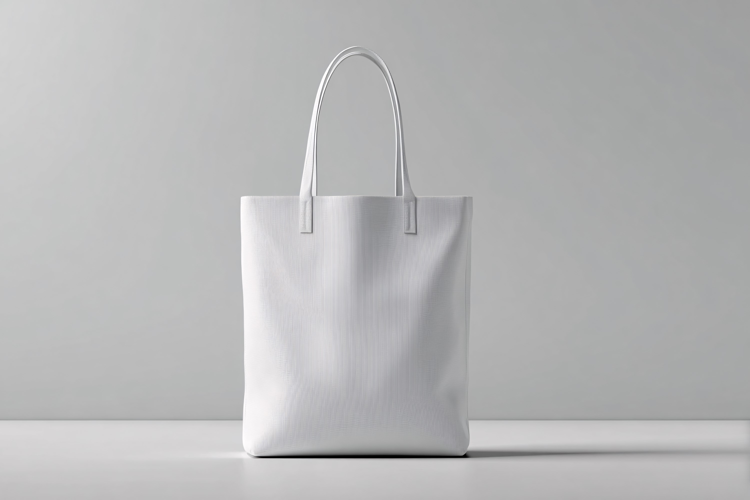 White Tote Bag Mockup on Neutral Studio Background