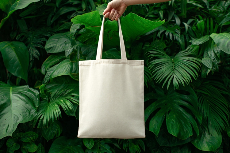 Hand Holding Canvas Tote Bag Mockup