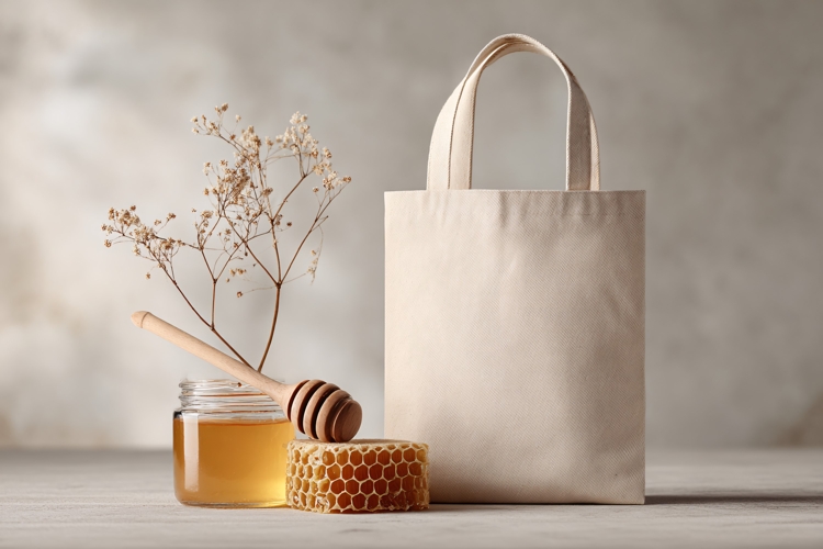 Cotton Tote Bag with Honeycomb Display