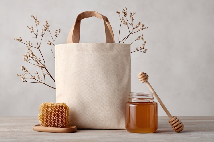 Canvas Tote Bag with Dried Flowers