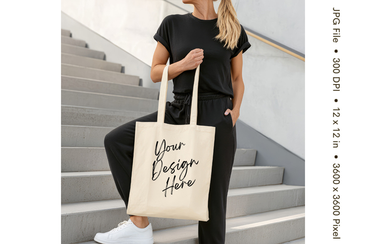 Canvas Tote Bag Mockup Shopping Bag White Natural Blank_132
