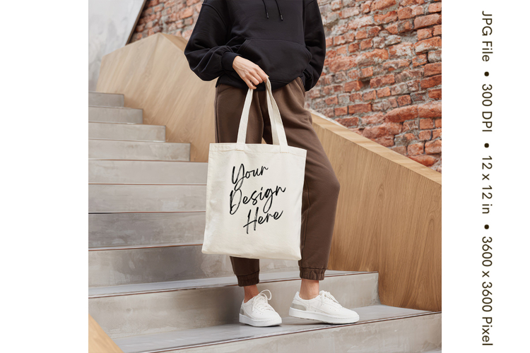 Canvas Tote Bag Mockup Shopping Bag White Natural Blank_147
