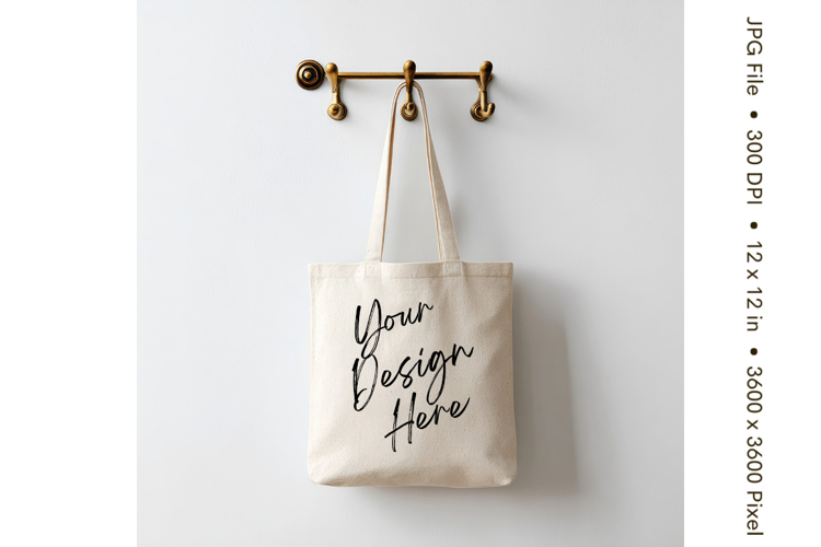 Canvas Tote Bag Mockup Shopping Bag White Natural Blank_178
