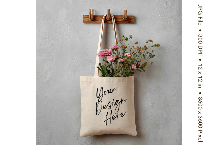 Canvas Tote Bag Mockup Shopping Bag White Natural Blank_193
