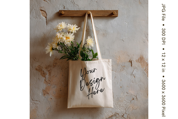 Canvas Tote Bag Mockup Shopping Bag White Natural Blank_194