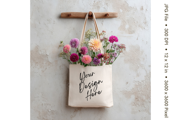 Canvas Tote Bag Mockup Shopping Bag White Natural Blank_195