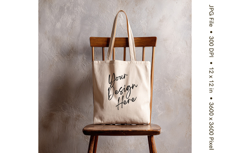 Canvas Tote Bag Mockup Shopping Bag White Natural Blank_197