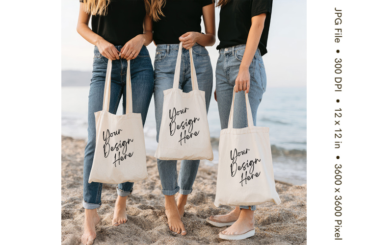 Canvas Tote Bag Mockup Shopping Bag White Natural Blank_207