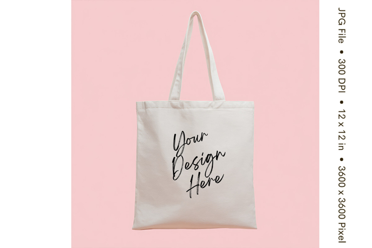 Canvas Tote Bag Mockup Shopping Bag White Natural Blank_216