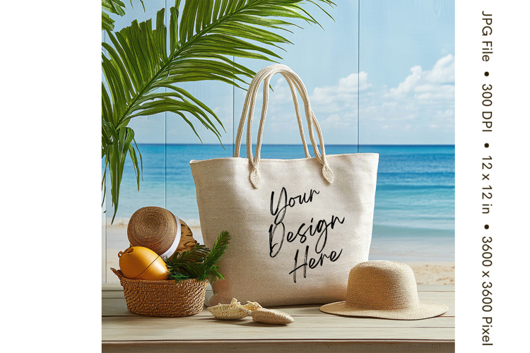 Canvas Tote Bag Mockup Shopping Bag White Natural Blank_217