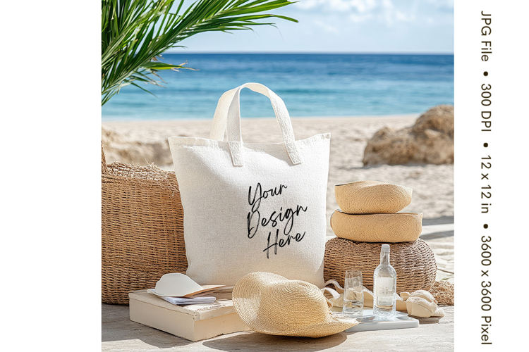 Canvas Tote Bag Mockup Shopping Bag White Natural Blank_218