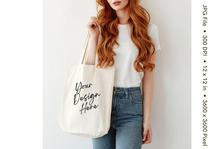 Canvas Tote Bag Mockup Shopping Bag White Natural Blank_223