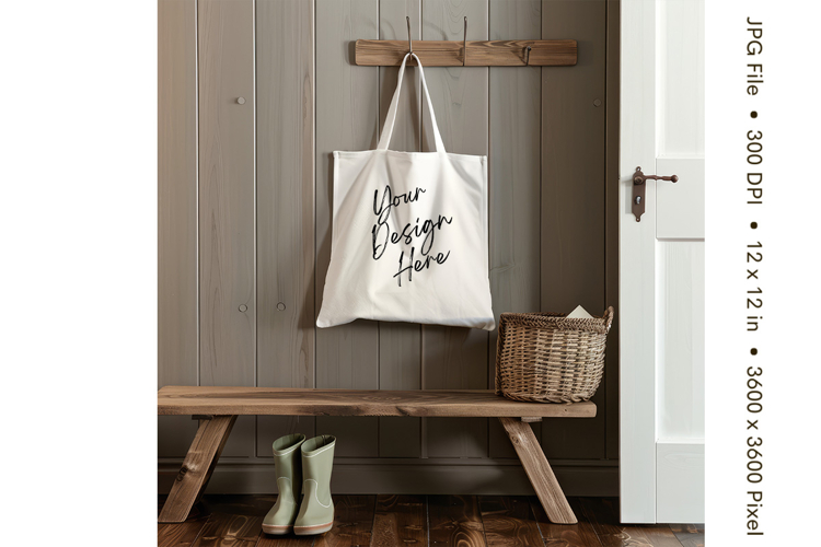 Canvas Tote Bag Mockup Shopping Bag White Natural Blank_226