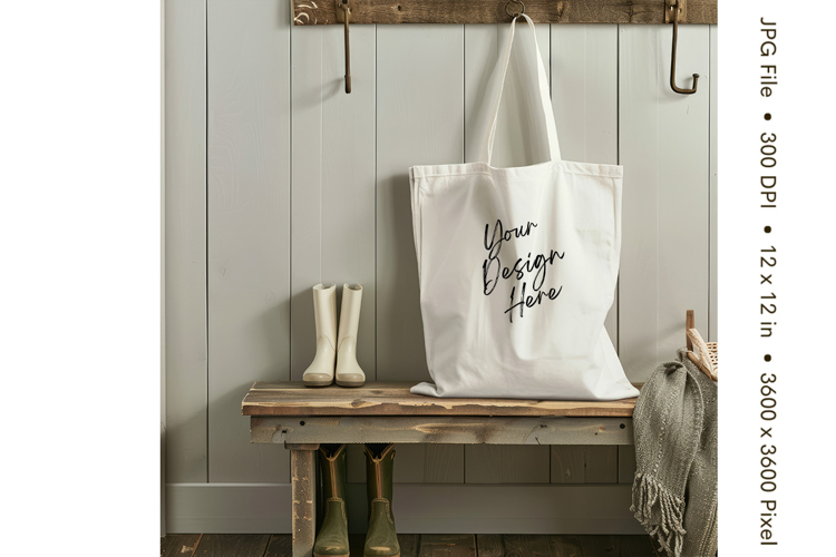 Canvas Tote Bag Mockup Shopping Bag White Natural Blank_227