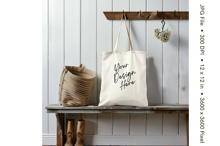 Canvas Tote Bag Mockup Shopping Bag White Natural Blank_228