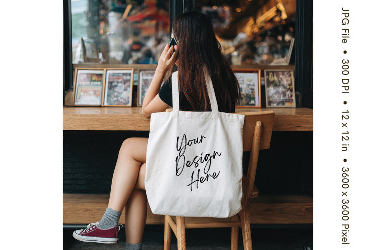 Canvas Tote Bag Mockup Shopping Bag White Natural Blank_63