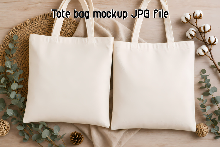 Neutral Canvas Tote Bag Mockup | Blank Cotton Tote Bag