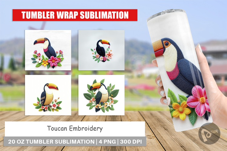 Tumbler Toucan Embroidery