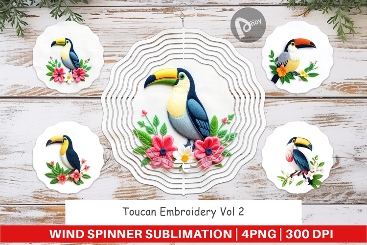 Wind Spinner Toucan Embroidery example image 1