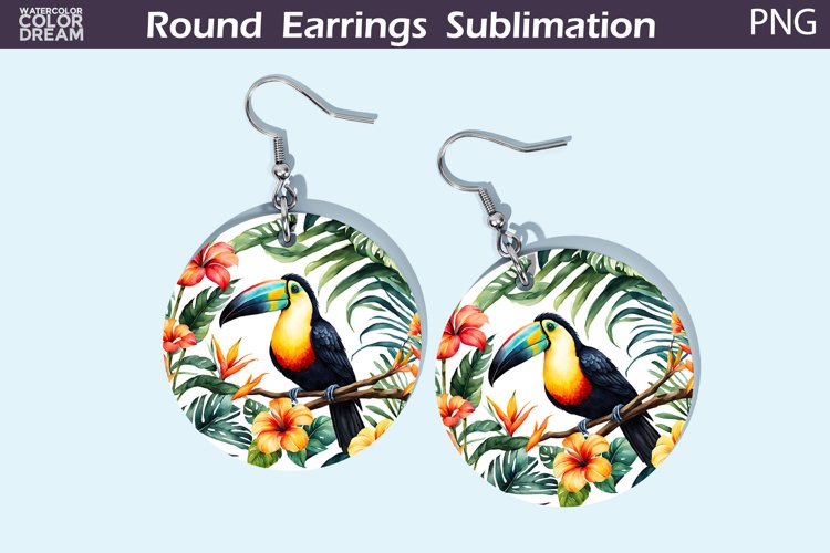 Toucan Round Earrings | Tropical Summer Earrings