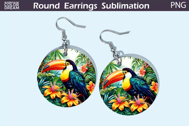 Toucan Round Earrings | Tropical Summer Earrings