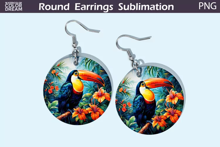 Toucan Round Earrings | Tropical Summer Earrings
