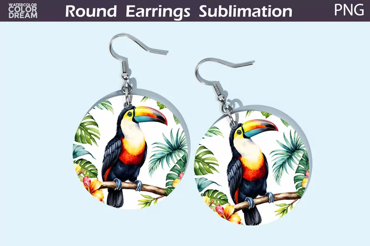 Toucan Round Earrings | Tropical Summer Earrings