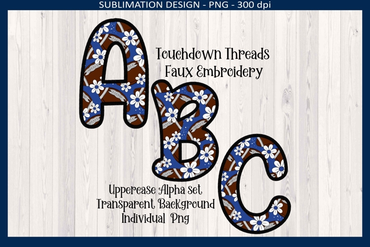 Football Faux Embroidery Sports Team Alpha, Doodle Letters