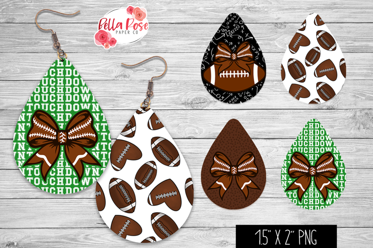 Football | 4 Sets of Teardrop Earrings PNG