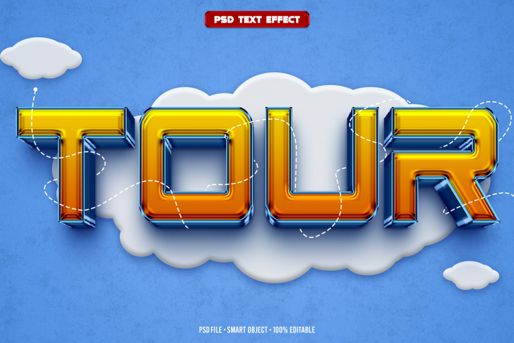 Tour 3D editable text effect