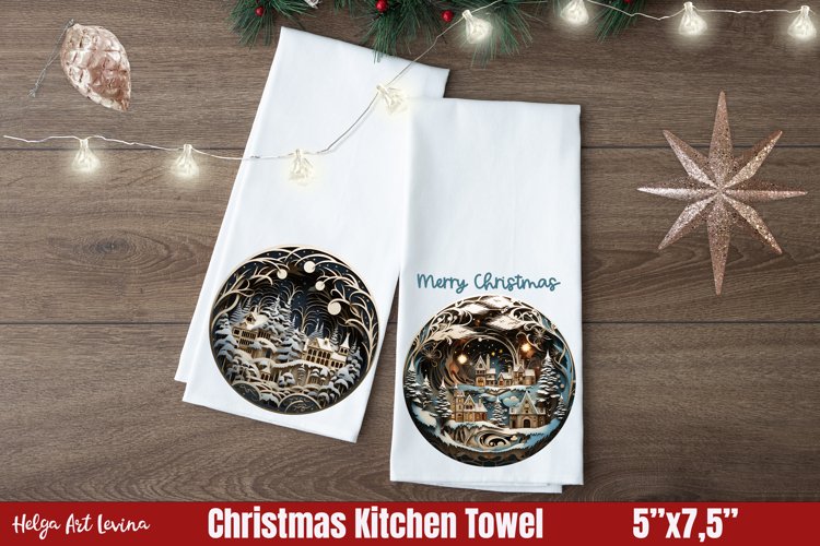 3D Christmas Kitchen Towel Sublimation