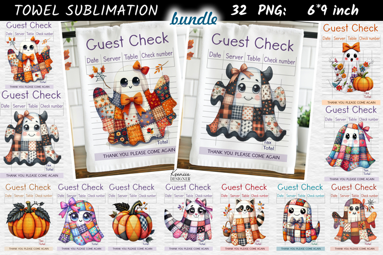 Guest Check|Halloween Patchwork Ghost Towel Bundle