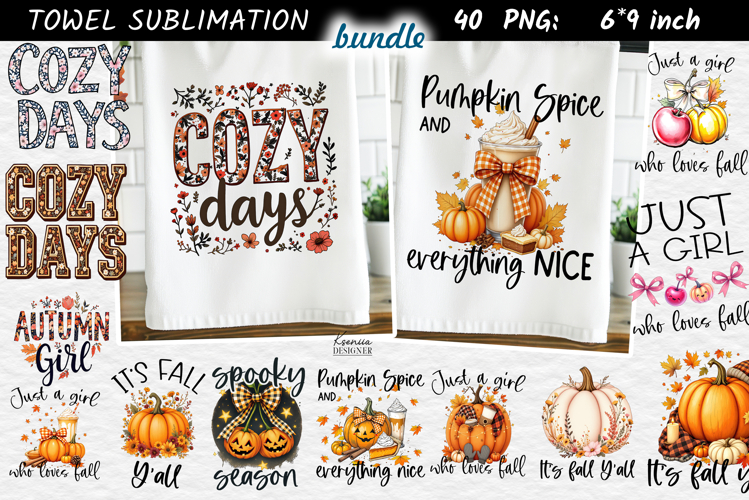 Cozy Fall Quote Towel Sublimation Bundle|Spooky Season