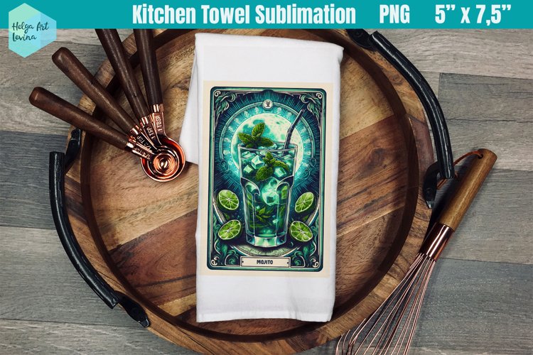 Funny Tarot Card Kitchen Towel Sublimation | Majito example image 1