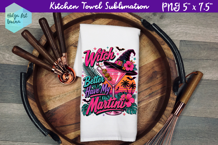Halloween cocktail Kitchen Towel Sublimation